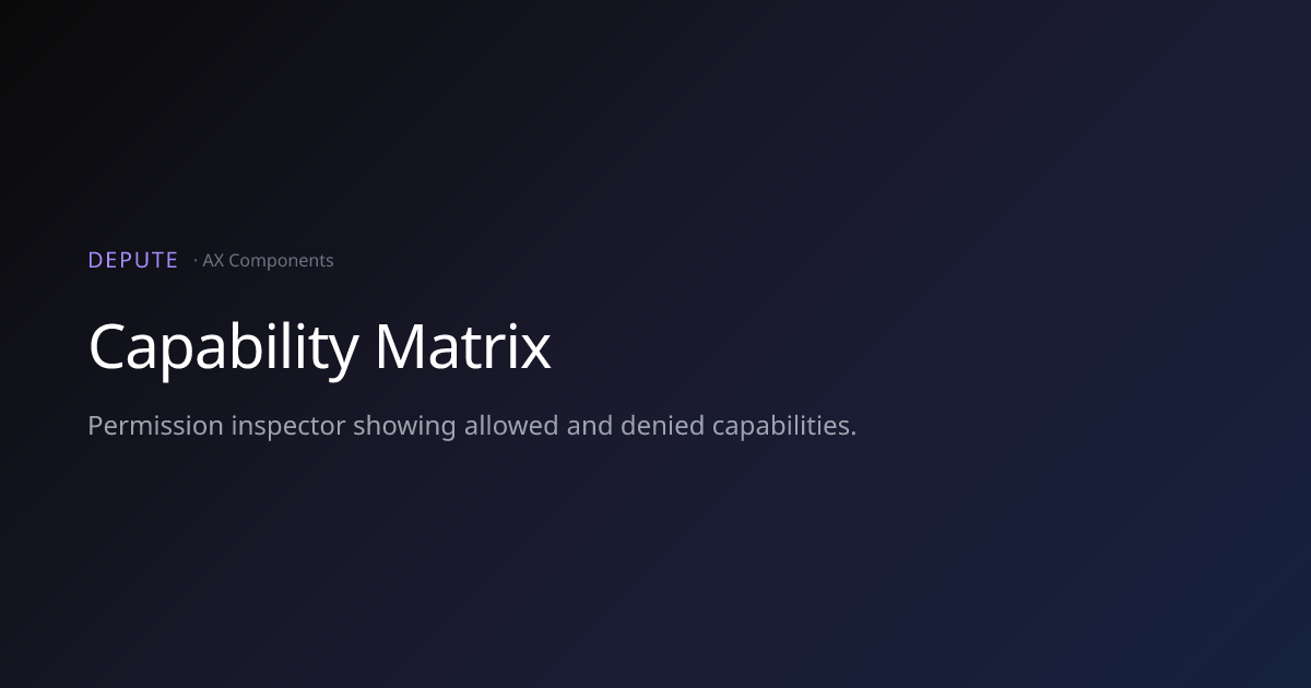 Capability Matrix | Depute